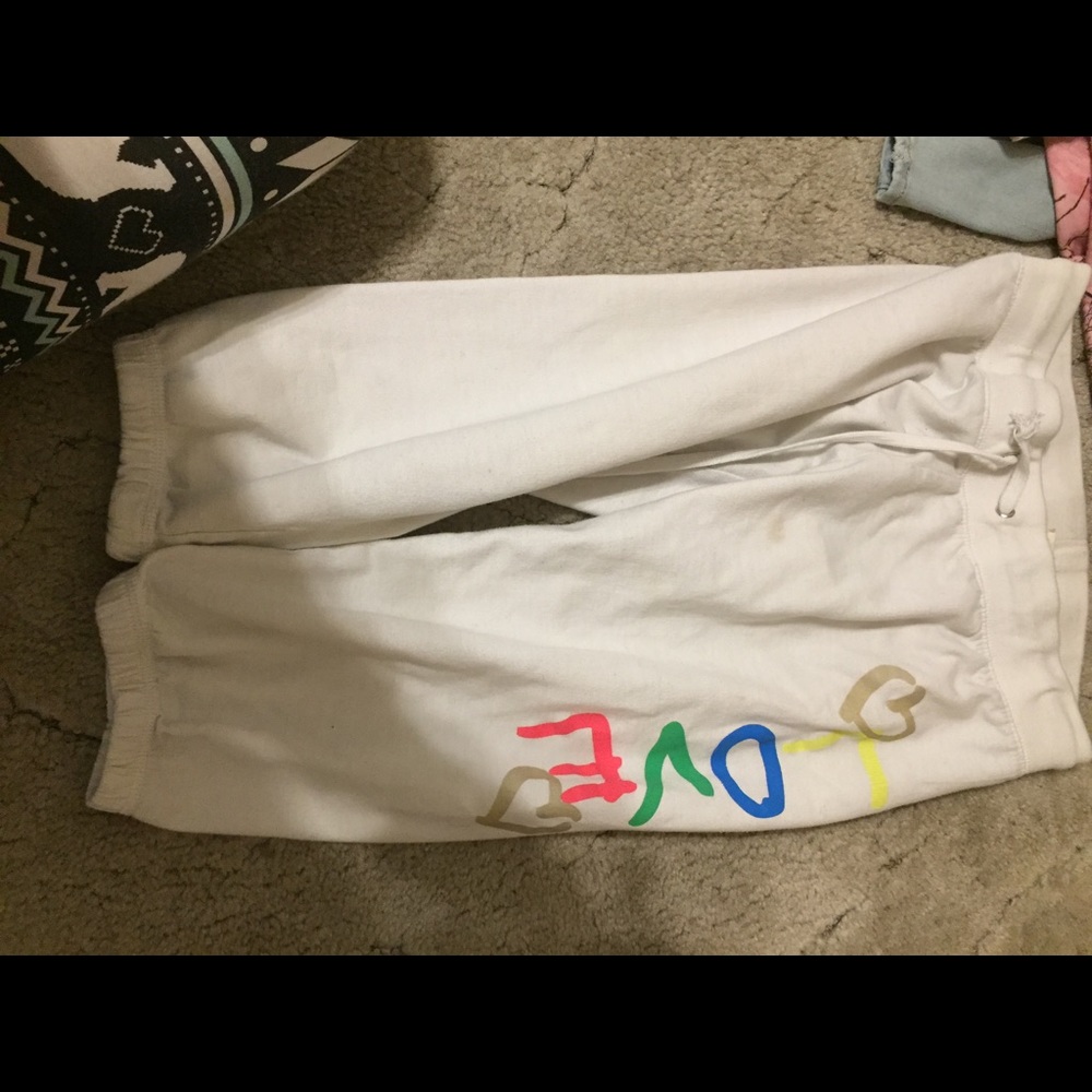 White "LOVE" Capri Sweats Size Small!!